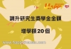 20/21學年研究生獎學金調升金額及增名額